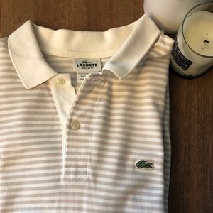 Lacoste: White and Grey Casual Polo